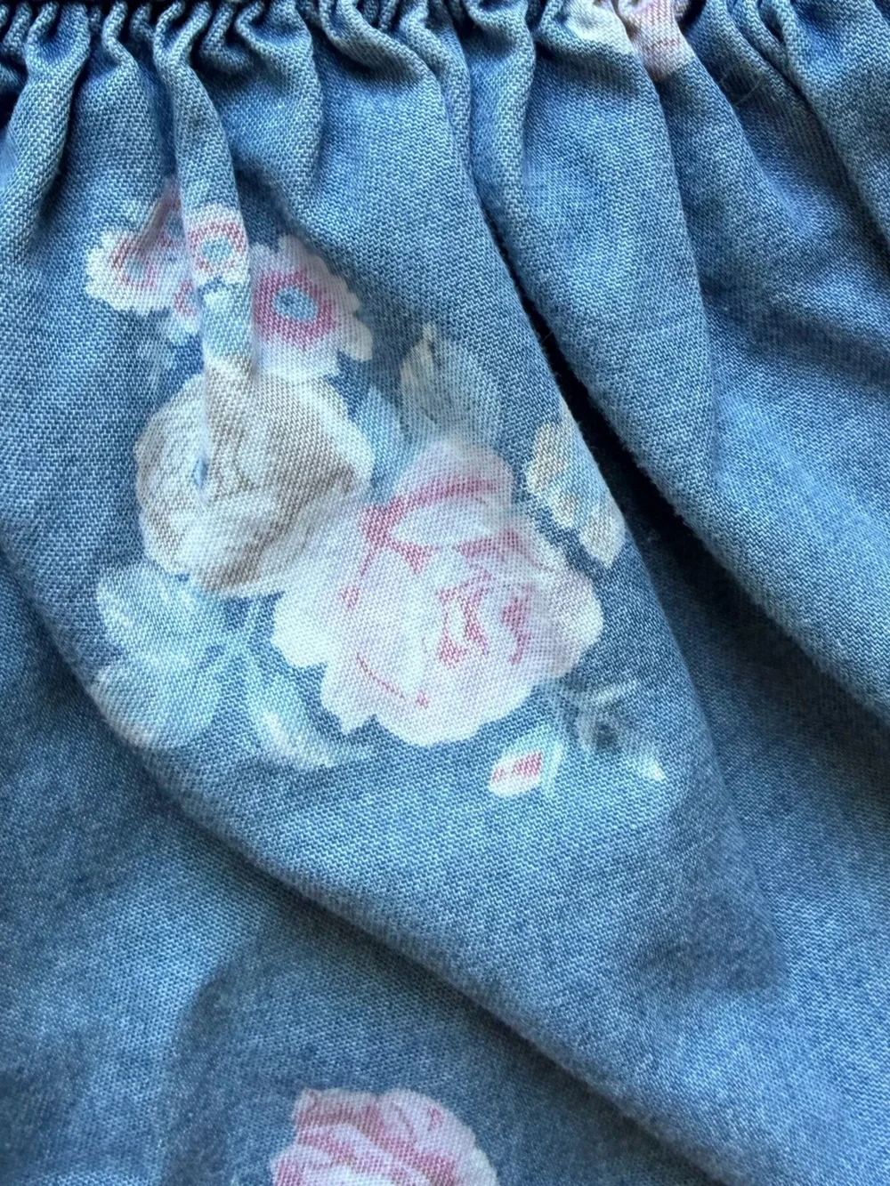 OshKosh B'gosh Denim Floral Overall Dress - Blue with Pink Flowers